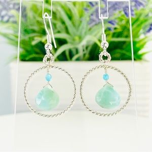 Sterling Silver Larimar Twist Wire Earrings